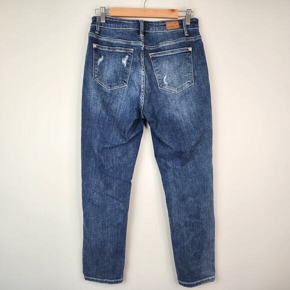 Judy Blue Boyfriend Fit Jeans Women's 5/27 Dark Wash Distressed Stretch Denim - Picture 6 of 10